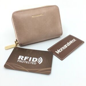 Montana West Women's RFID Blocking Zip-Around Wallet NEW Credit Card Holder Tan